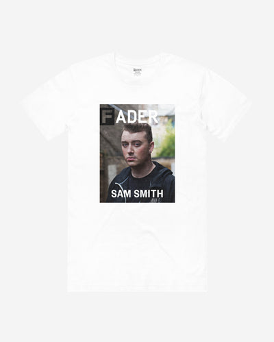 white tee with Sam Smith- The FADER issue 92 Cover