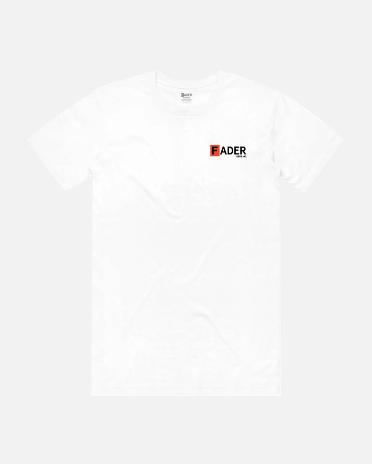 front of t-shirt with The FADER logo on pocket