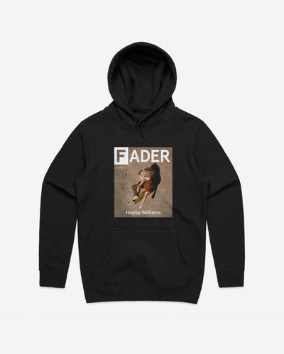 black hoodie with Hayley Williams cover artwork of The FADER Issue 110