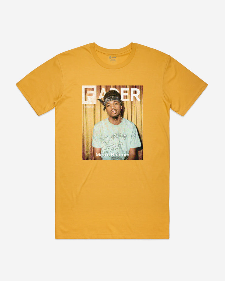 gold tee with Metro Boomin - the cover artwork of The FADER Issue 103.