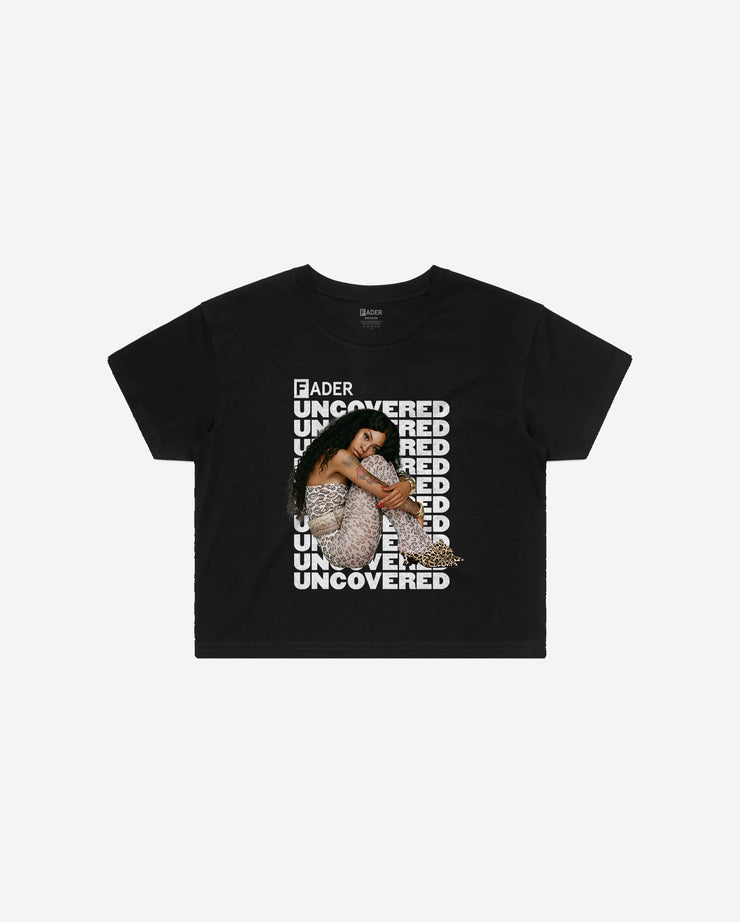 black crop tee with Rico Nasty FADER Uncovered 