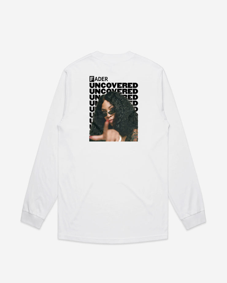 back of white long sleeve with Rico Nasty FADER Uncovered 