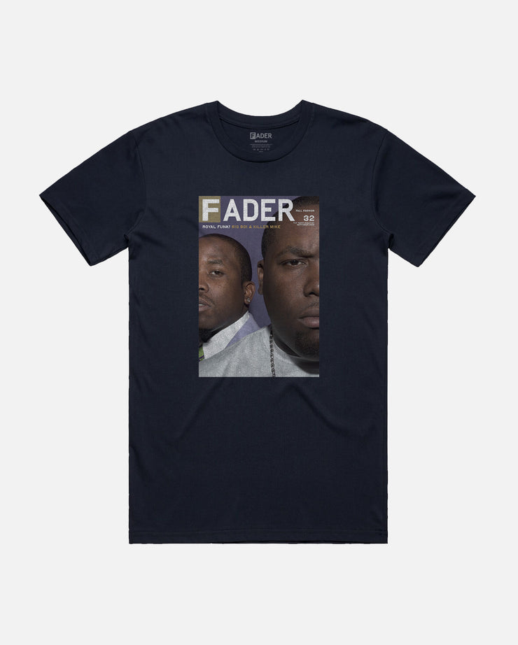 navy t-shirt with Big Boi- the cover artwork of The FADER Issue 32.