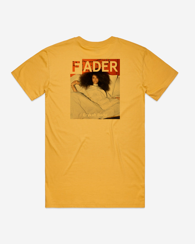 yellow tee with Erykah Badu Issue 103 Cover