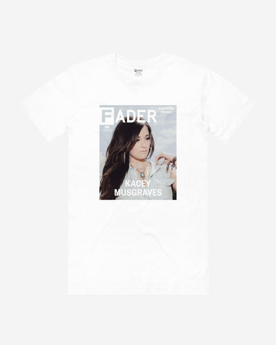 white t-shirt with Kacey Musgraves- the FADER magazine issue 098 cover