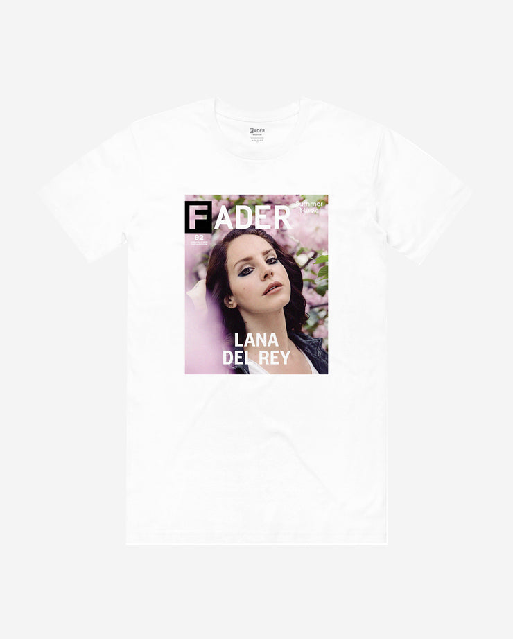 white t-shirt with Lana Del Rey- the FADER magazine issue 