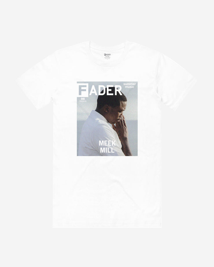 white t-shirt with Meek Mill / The FADER Issue 98 Cover