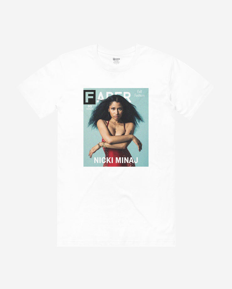 white tee with Nicki Minaj- The FADER issue 93 cover
