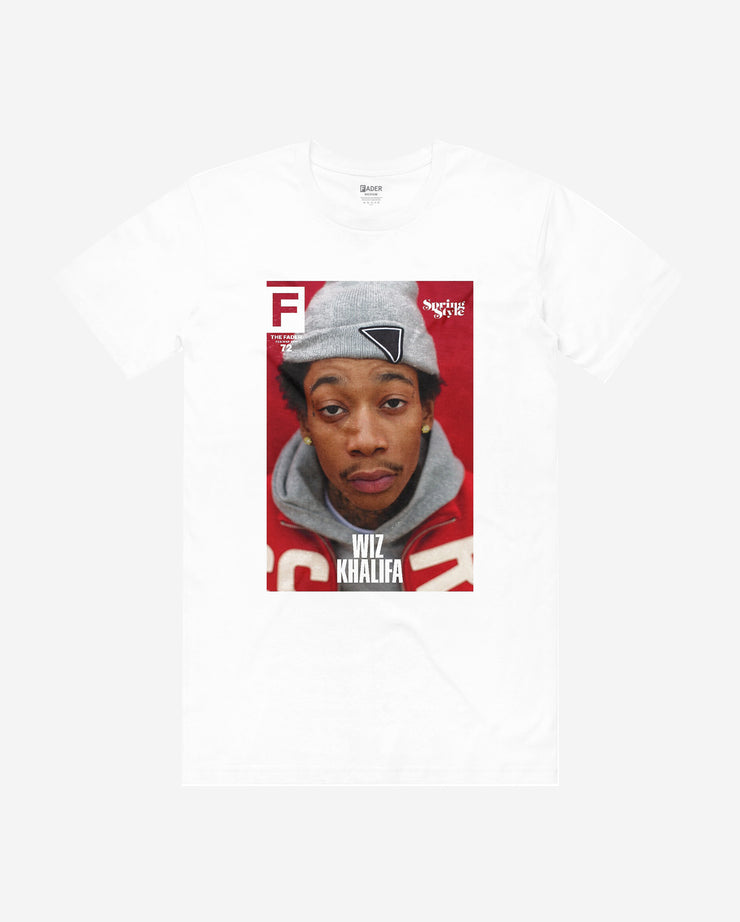 white tee with Wiz Khalifa- The FADER issue 72 Cover