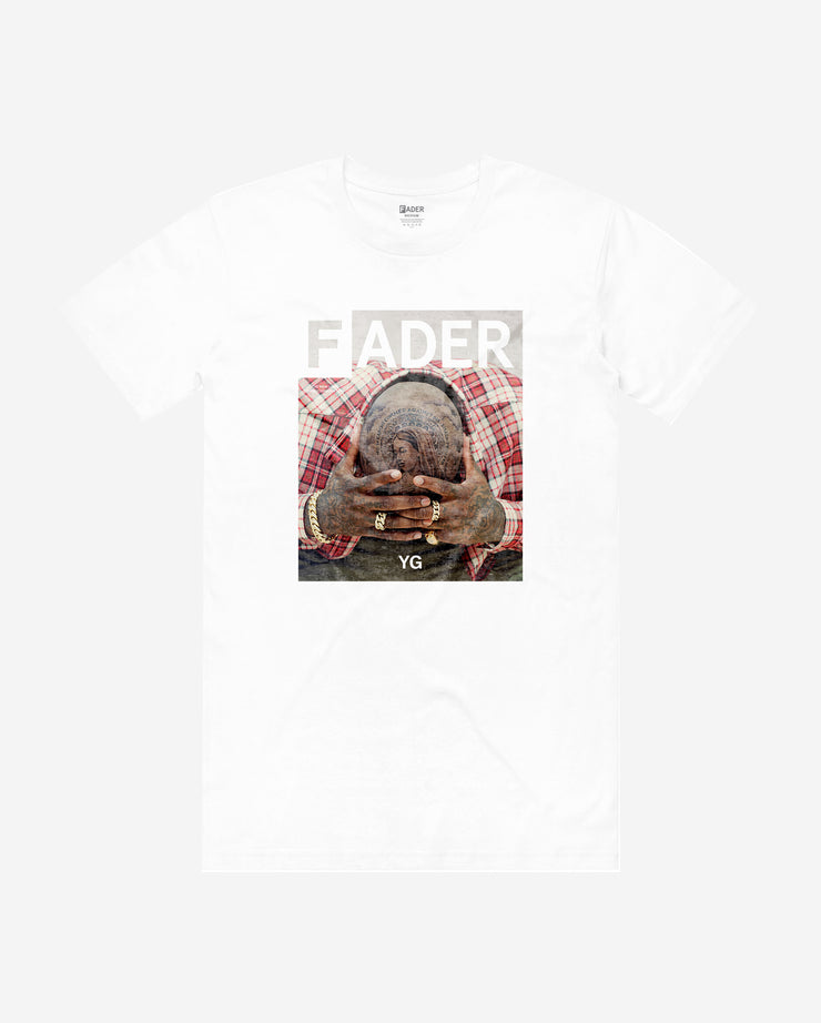 white tee with YG- the FADER issue 101 cover