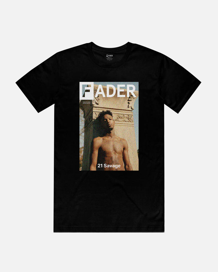 black tee with 21 savage shirtless- cover of The FADER issue 107