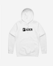 white hoodie with the FADER logo