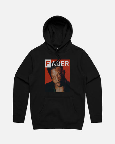 black hoodie with Isaiah Rashad - Red of The FADER May 2021 Cover.