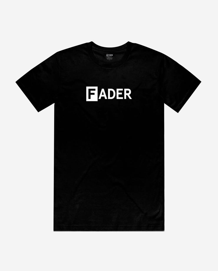 black t-shirt with the FADER logo