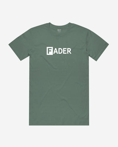 olive t-shirt with the FADER logo