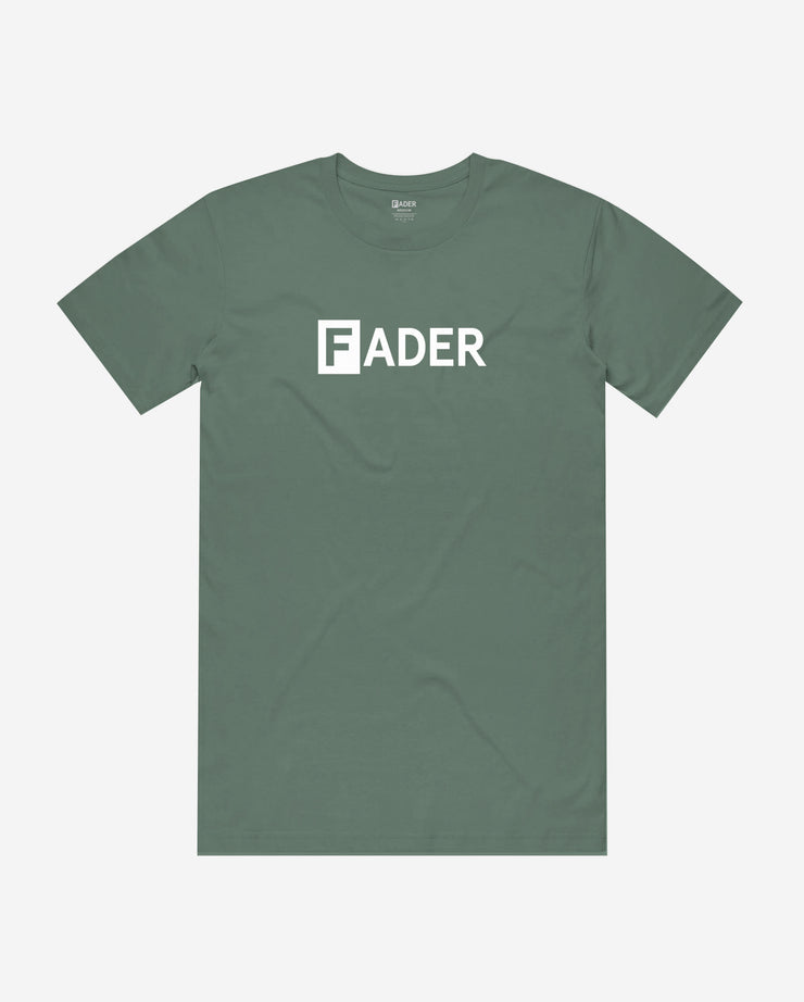 olive t-shirt with the FADER logo