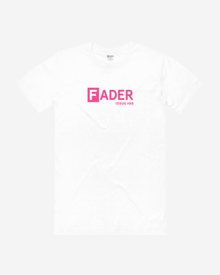 white t-shirt with FADER logo