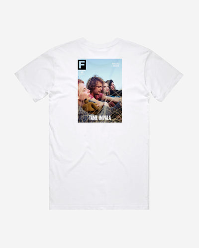 white tee with Tame Impala / The FADER Issue 82 Cover