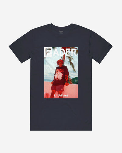 navy t-shirt with Lil Uzi Vert- the FADER magazine issue 108 cover