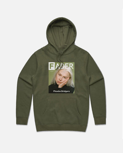 Olive hoodie with Phoebe Bridgers / The FADER issue 114 cover
