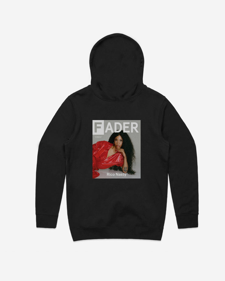black hoodie with Rico Nasty -the cover artwork of The FADER Issue 113