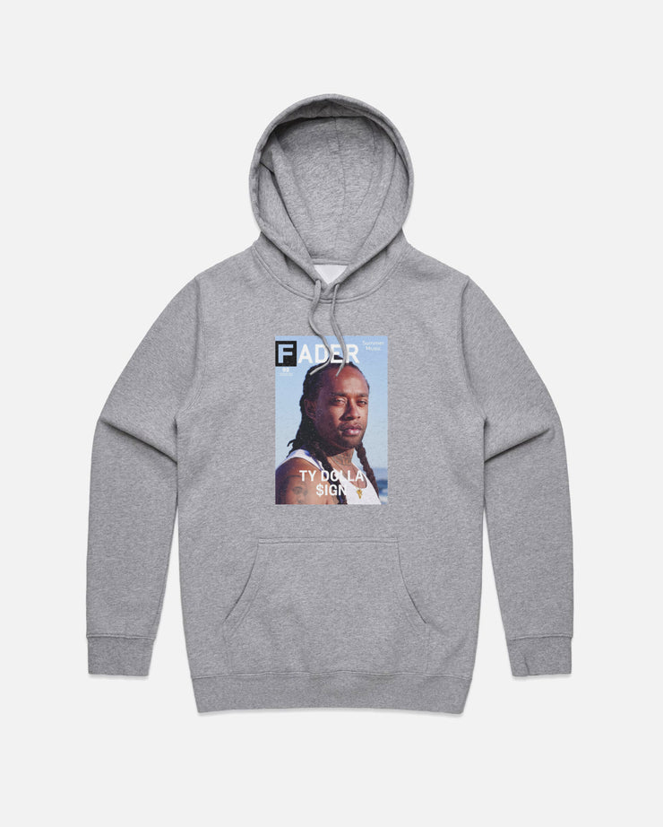 grey hoodie with Ty Dolla $ign / The FADER Issue 92 Cover 