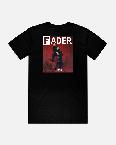 black tee with with Tirzah -The FADER June 2021 red cover
